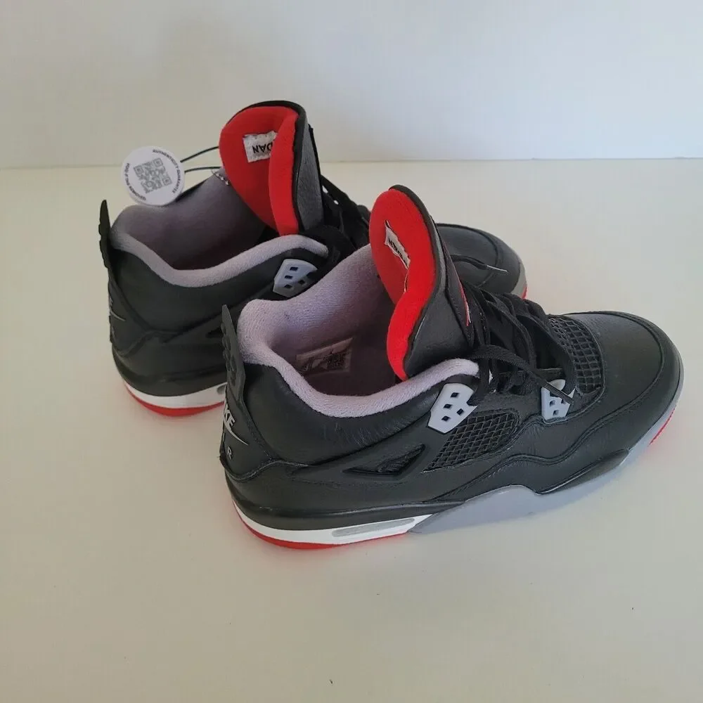 Air Jordan 4 Bred Retro Reimagined Black Cement Grey Fire Red‎ Size 6 7Y New
